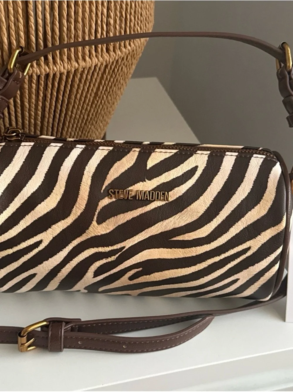 Steve Madden Zebra Print Bag Y2K Shoulder Bag Brown Animal Print Crossbody NWT